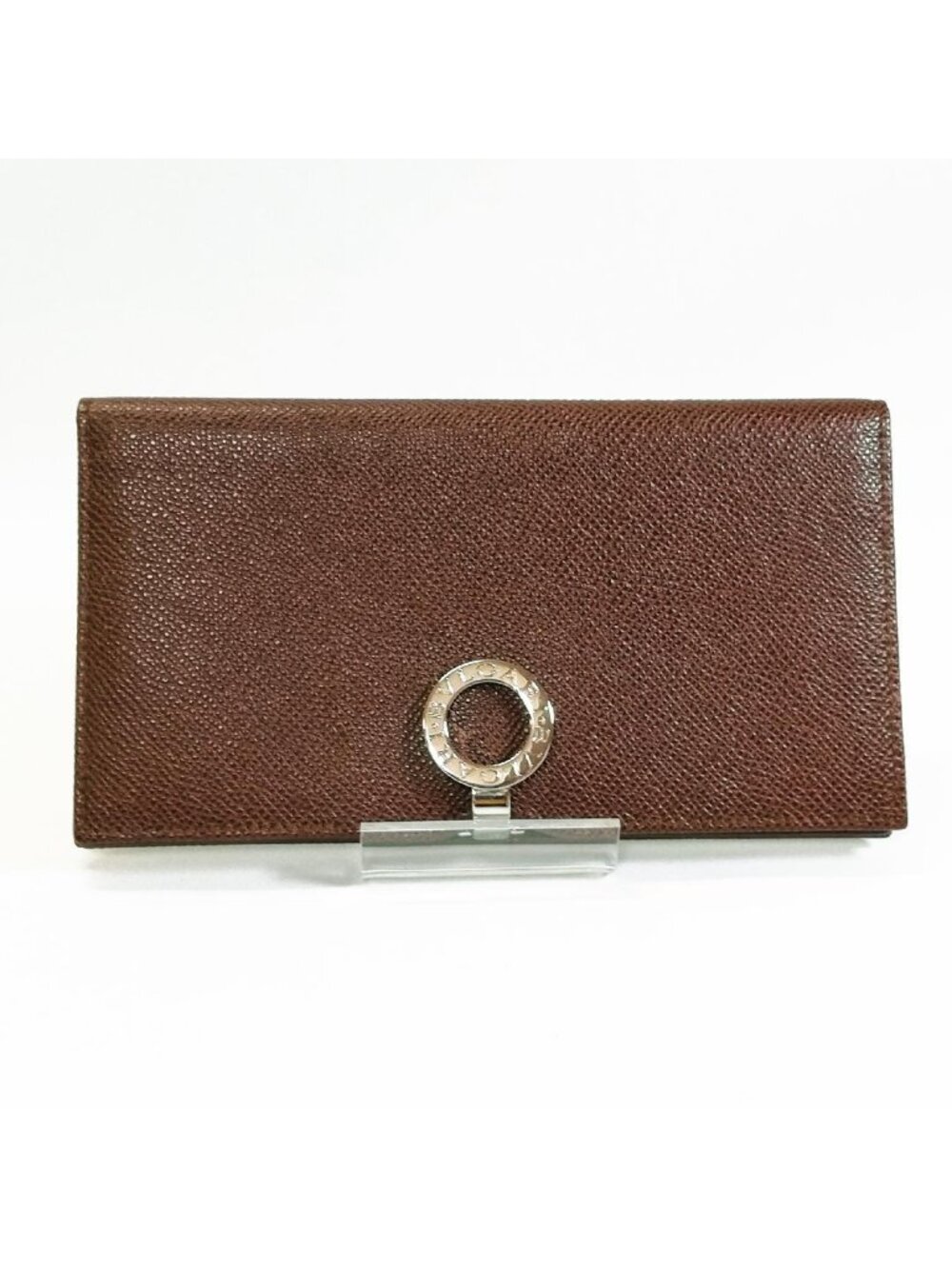 Bvlgari Logo Clip Billfold Dark Brown Wallet